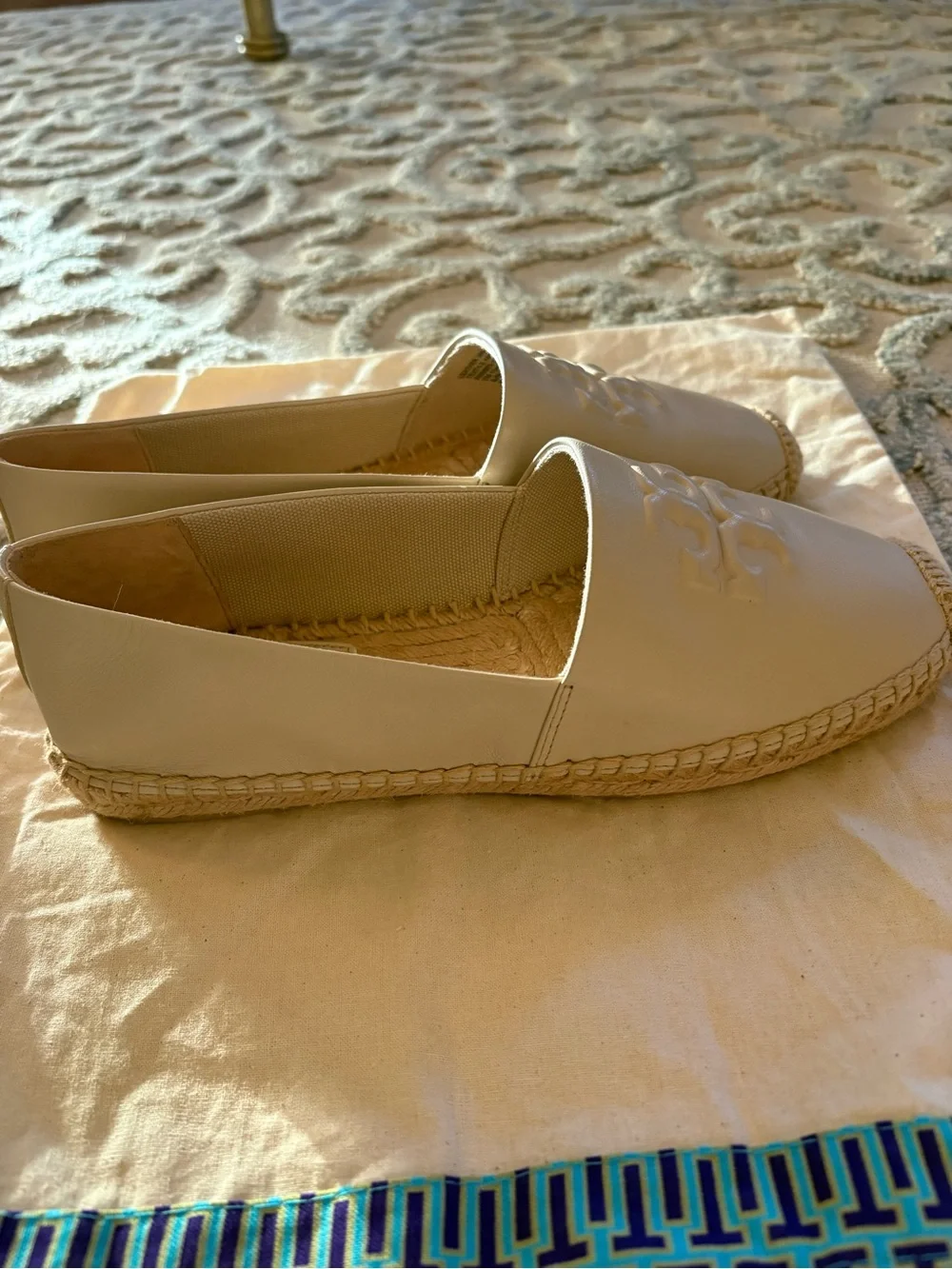 Tory Burch Women's Cream Leather Espadrille Slip-Ons